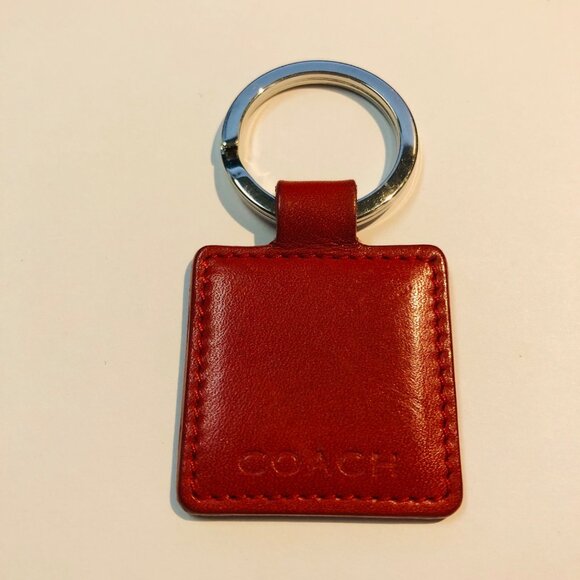 Coach Accessories - Coach Red Leather Keychain Fob Square Shape With Silver KeyRing